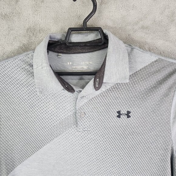 Mens Gray Under Armour The Playoff Polo Shirt Short Sleeve Size L - Picture 5 of 10